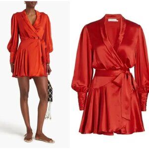 Zimmermann Silk Wrap Mini Dress Red | Size 1 / US 6